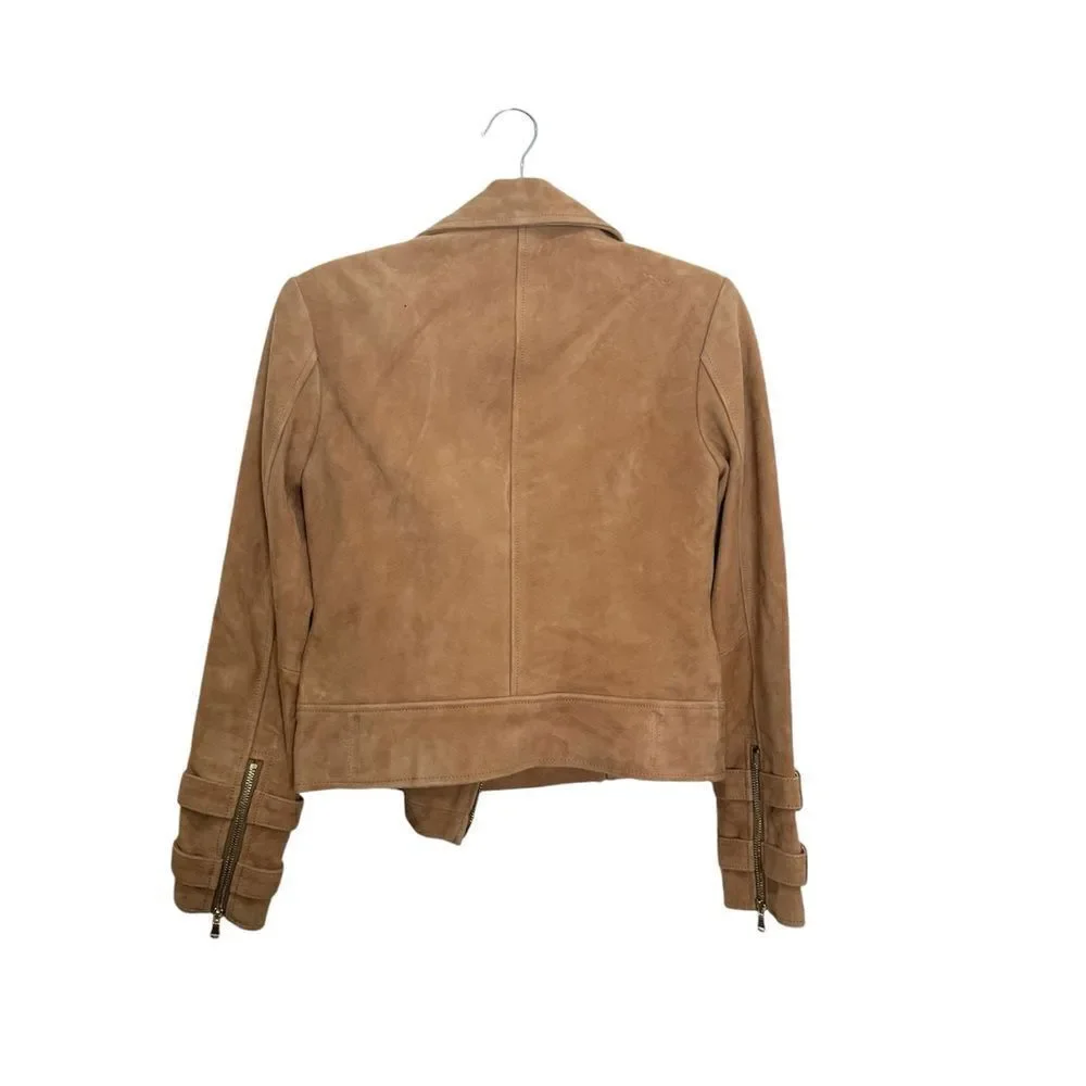 L’AGENCE $1595 Billie Belted Suede Biker Jacket in Capuccino Suede *miss… - Picture 8 of 14